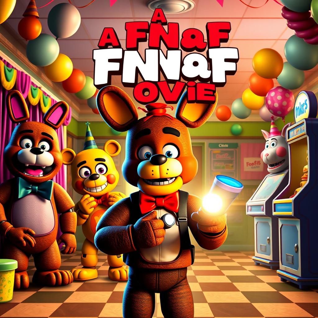 An epic Pixar-style movie poster for 'A FNaF Movie'