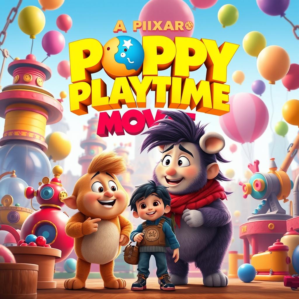 An epic Pixar-style movie poster for 'A Poppy Playtime Movie'