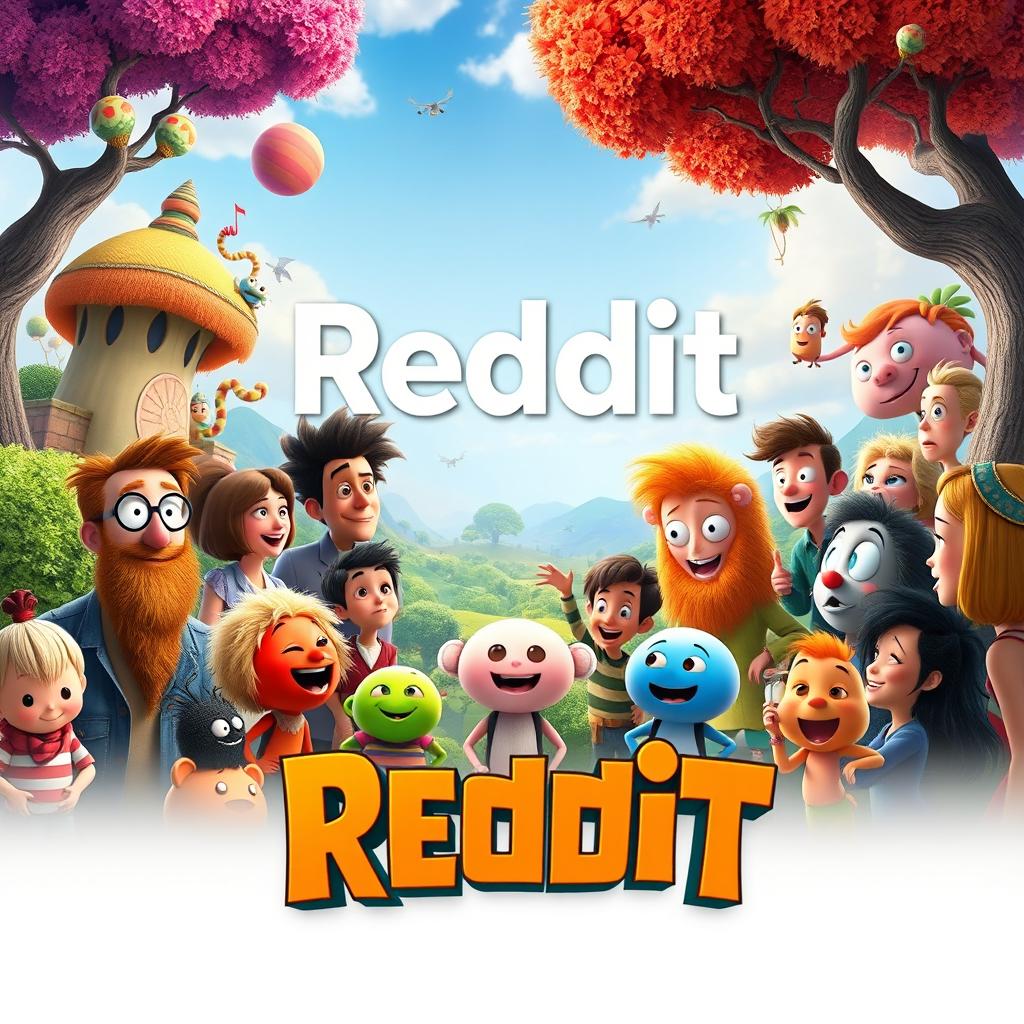 An epic Pixar-style movie poster for 'Reddit'