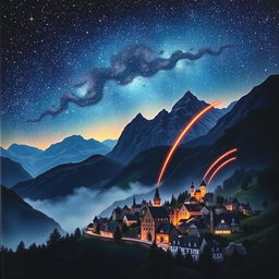 A captivating book cover featuring a mesmerizing night sky filled with twinkling stars in the upper section