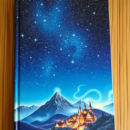 A long book cover design featuring a breathtaking night sky filled with sparkling stars, casting a mystical glow