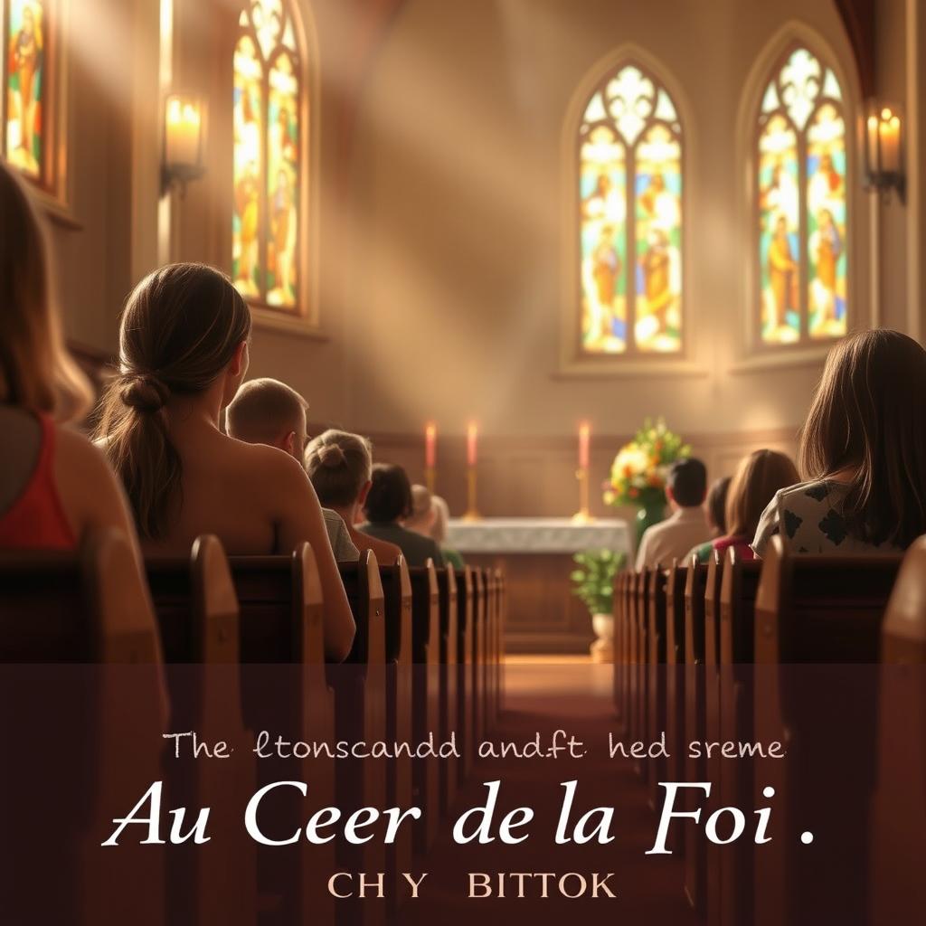 A warm and inviting scene reflecting the themes of faith, hope, and spirituality from the novel 'Au Coeur de la Foi' by Chyvie BITOKI