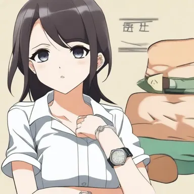 In the anime series, the character wore an analog watch with a unique design that matched her quirky personality.