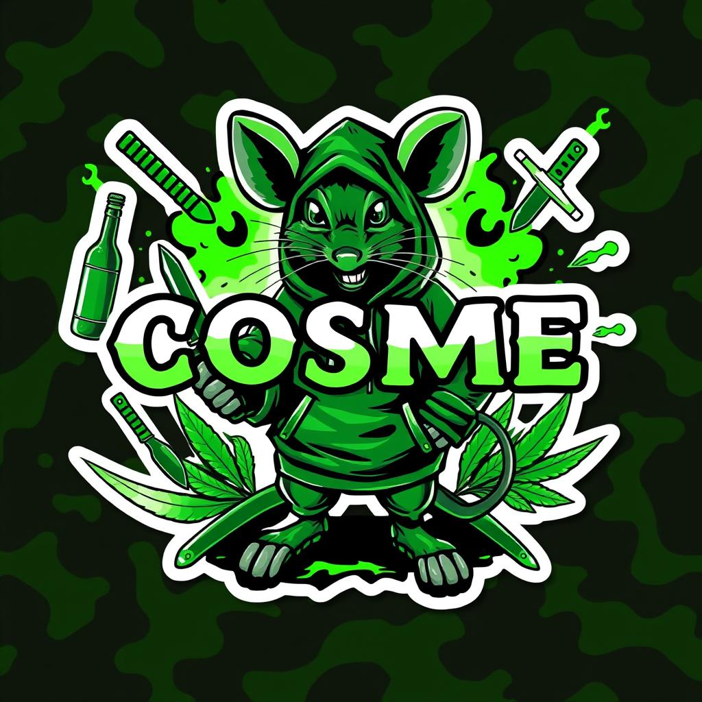 A hooligan and urban style sticker featuring the word 'COSME' at the center in an aggressive and eye-catching design