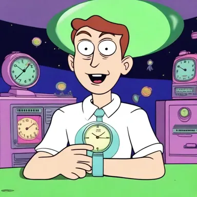 In the cartoon episode, the character used his analog watch to communicate with aliens from another planet.