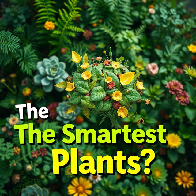 A colorful and engaging YouTube thumbnail for a video discussing the intelligence of plants