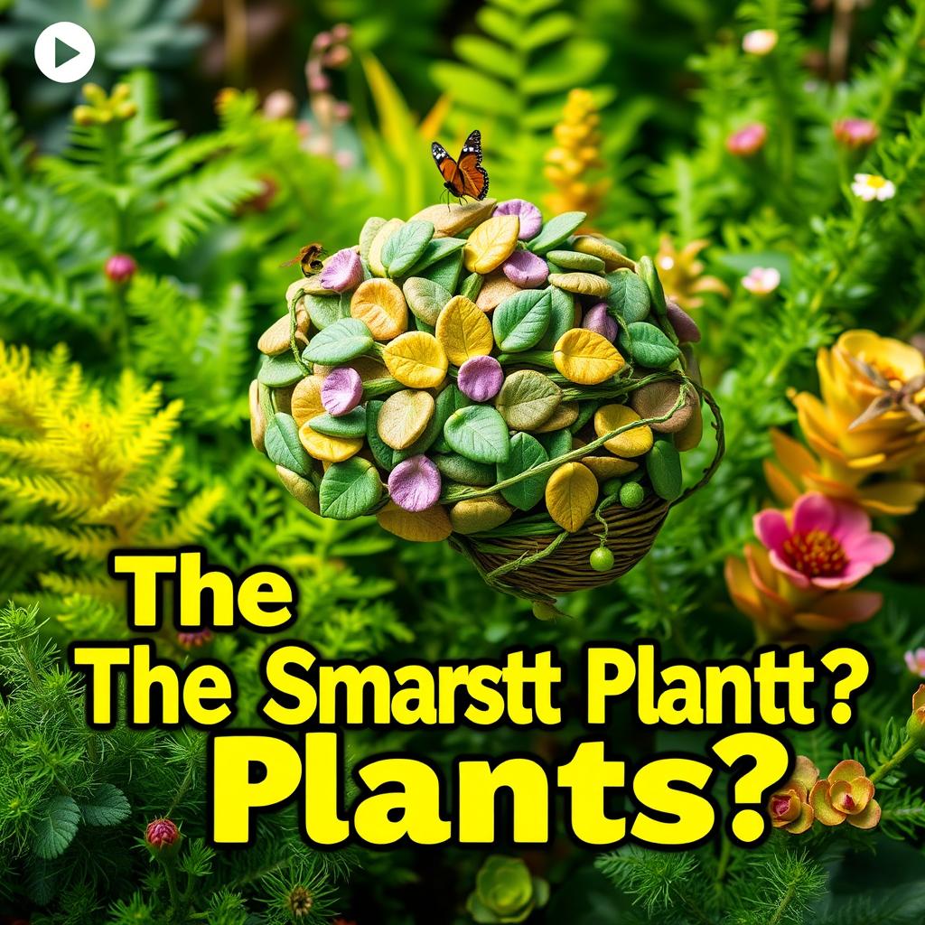 A colorful and engaging YouTube thumbnail for a video discussing the intelligence of plants