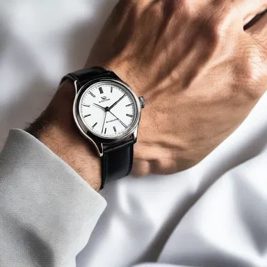 The priest wore an analog watch as a symbol of his dedication to living in the present moment.