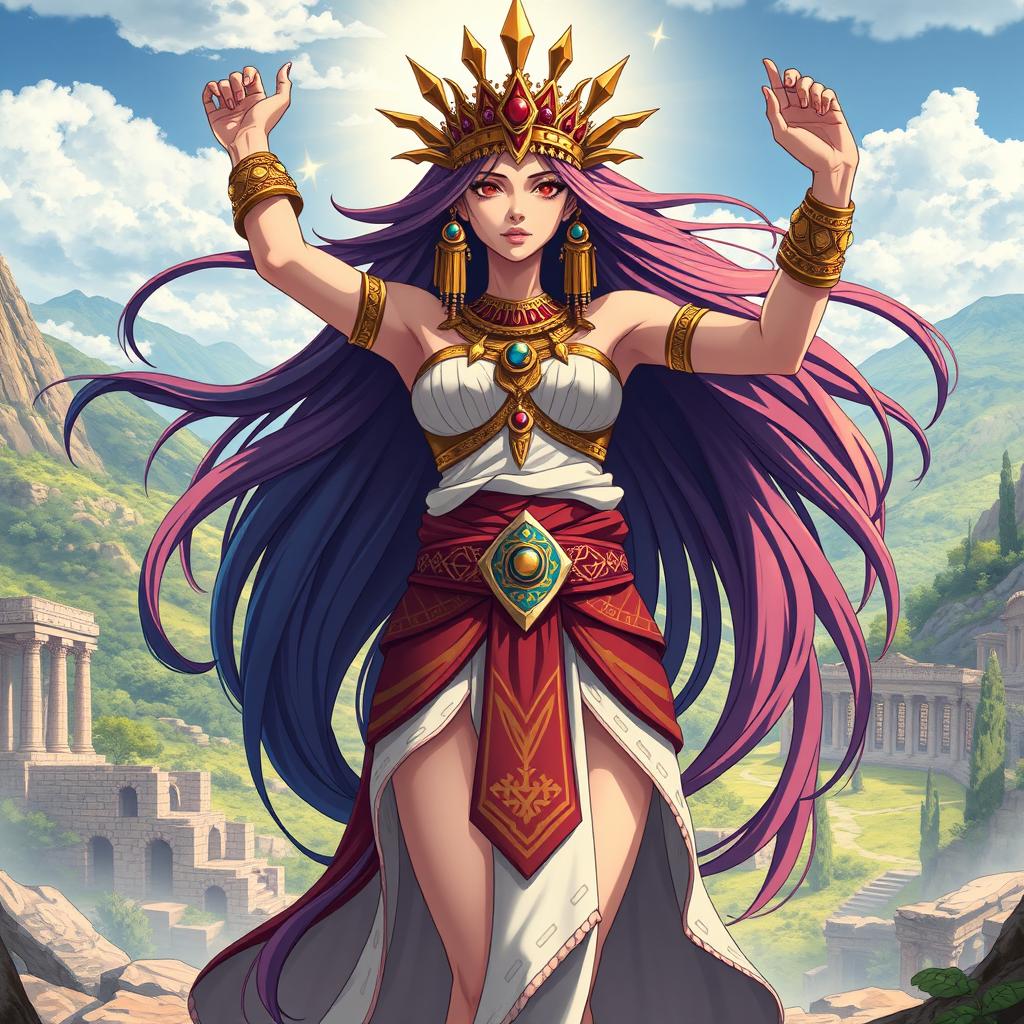 A powerful and legendary Minoan goddess, inspired by the Yu-Gi-Oh anime style