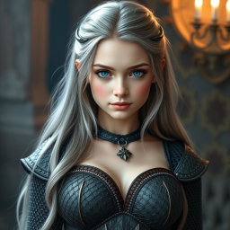 A realistic photograph of a very busty, cute, innocent, and beautiful slim Ukrainian cleric healer girl