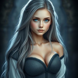 A realistic photograph of a very busty, cute, innocent, and beautiful slim Ukrainian cleric healer girl