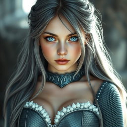 A realistic photograph of a very busty, cute, innocent, and beautiful slim Ukrainian cleric healer girl