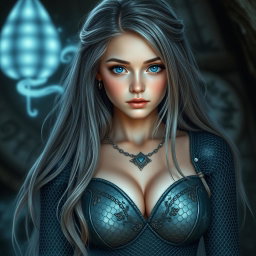 A realistic photo of a very busty, cute, innocent, and beautiful slim Ukrainian cleric healer girl