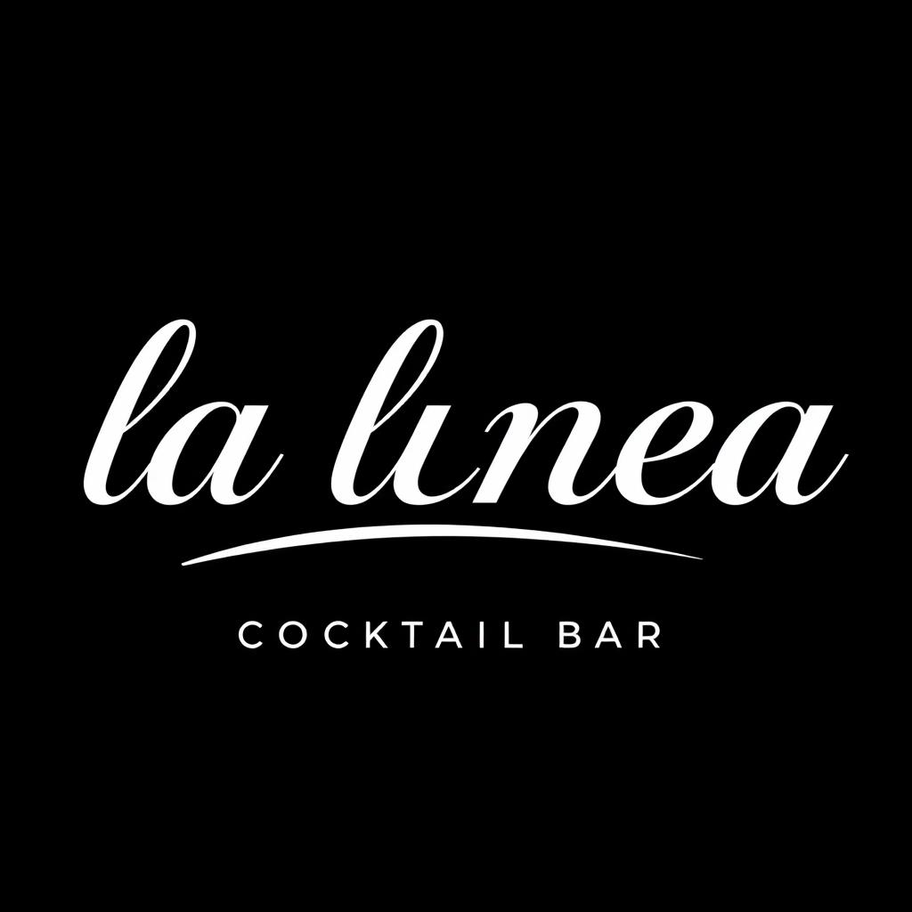 A classy logo design for a cocktail bar named "la linea", elegantly integrating a reference to cocaine