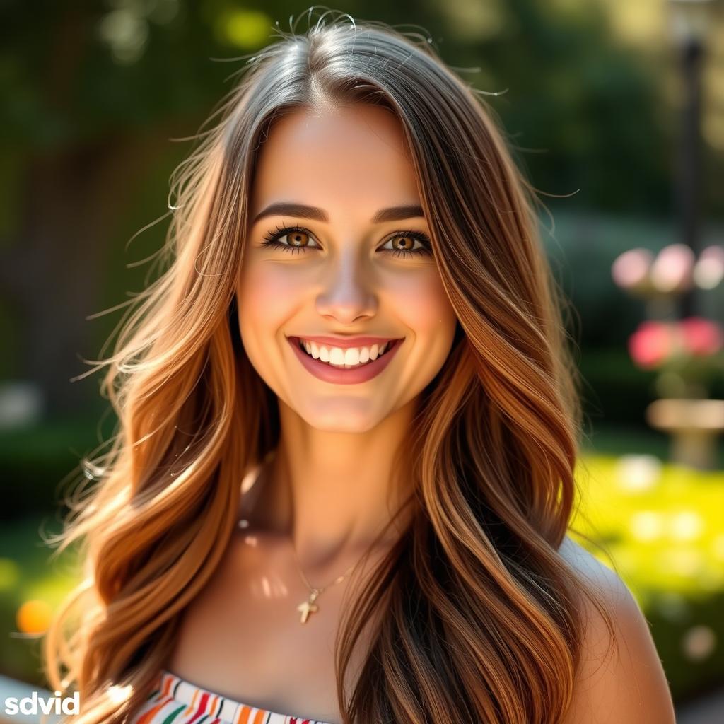 A captivating portrait of Hailey Welch, showcasing her charming smile and vibrant personality