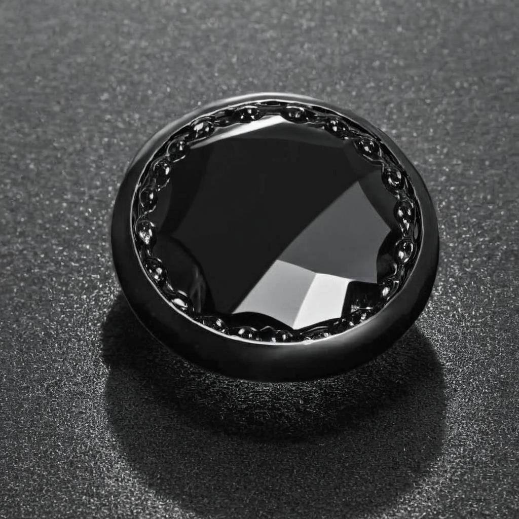 Stunning Silver Ring with Black Diamond Center