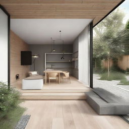 Rework the facade of the updated house, incorporating 10% Scandinavian design elements