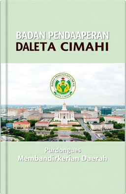 A book cover design for 'Badan Pendapatan Daerah Kota Cimahi: Membangun Kemandirian Daerah'