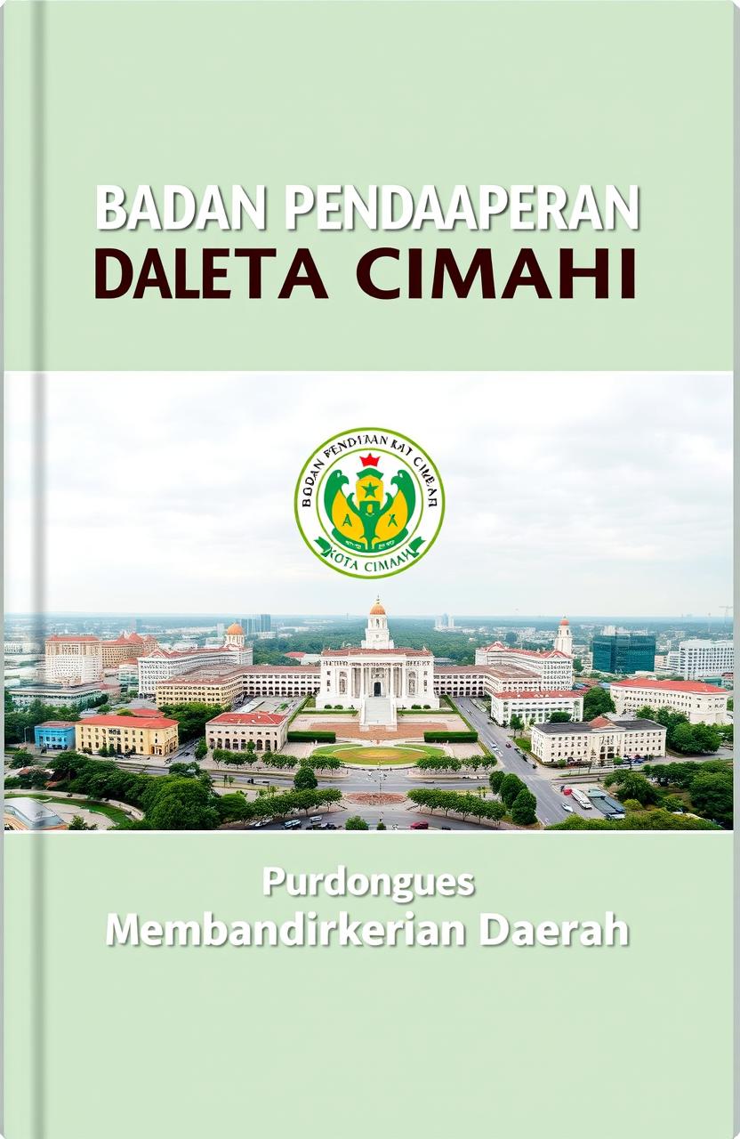 A book cover design for 'Badan Pendapatan Daerah Kota Cimahi: Membangun Kemandirian Daerah'