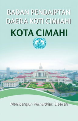 A book cover design for 'Badan Pendapatan Daerah Kota Cimahi: Membangun Kemandirian Daerah'