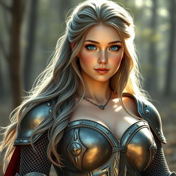 A very busty Ukrainian cleric girl with bright turquoise eyes and long beautiful ash grey hair