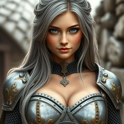 A very busty Ukrainian cleric, depicted as a slender and cute 20-year-old girl