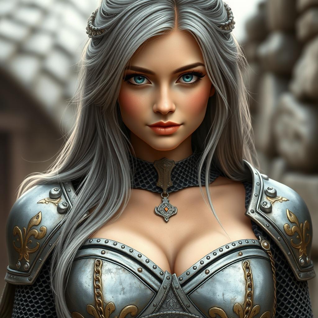 A very busty Ukrainian cleric, depicted as a slender and cute 20-year-old girl