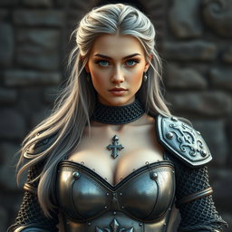 A very busty Ukrainian cleric depicted as a slender, cute 20-year-old girl featuring stunning breasts