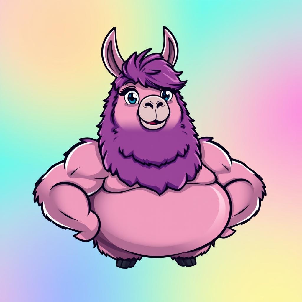 A cartoon-style profile picture featuring a fat, muscular llama