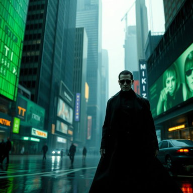 Futuristic Cyberpunk Scene Inspired by The Matrix