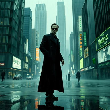 Futuristic Cyberpunk Scene Inspired by The Matrix