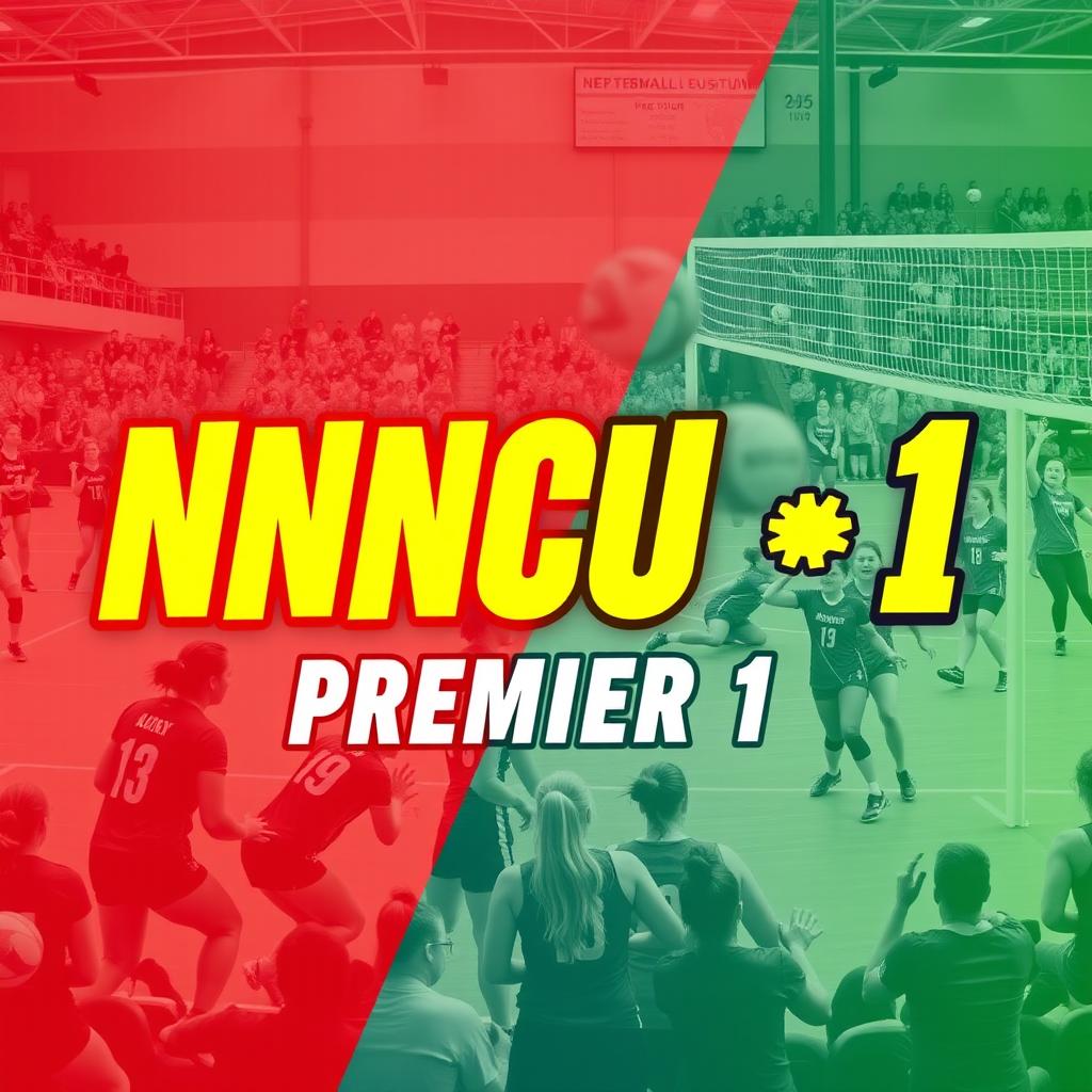 A vibrant and dynamic cover photo for a netball chat group, featuring the team name 'NNCU 1' prominently displayed in bold, energetic typography