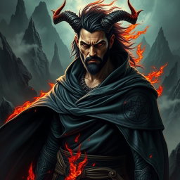 A compelling portrayal of Azazel, depicted as a formidable and mysterious figure with a blend of rugged strength and dark elegance