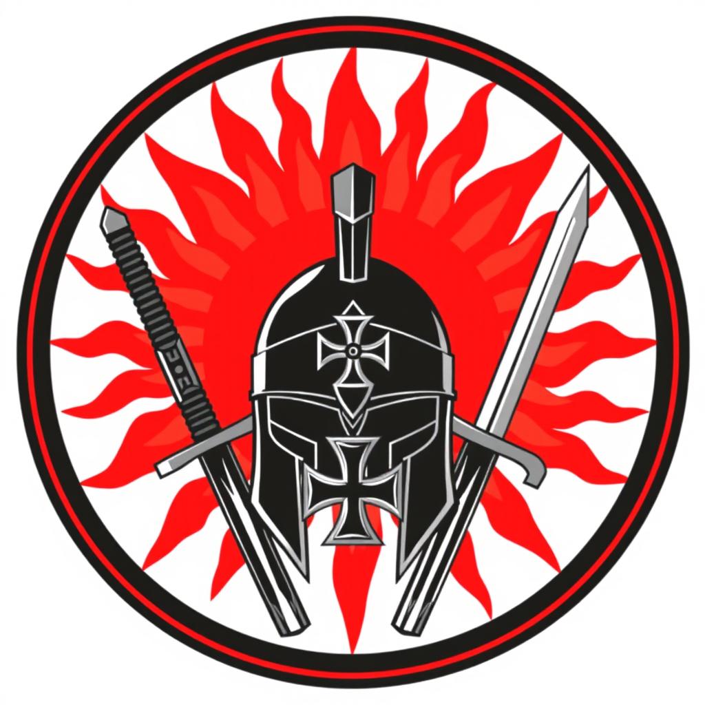 Stylized Red Rising Sun Emblem