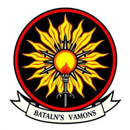 The battalion's insignia features a blazing sun at its center, symbolizing strength and indomitable spirit