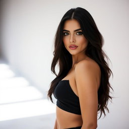 A beautiful sexy Armenian woman wearing minimal clothing that accentuates her figure