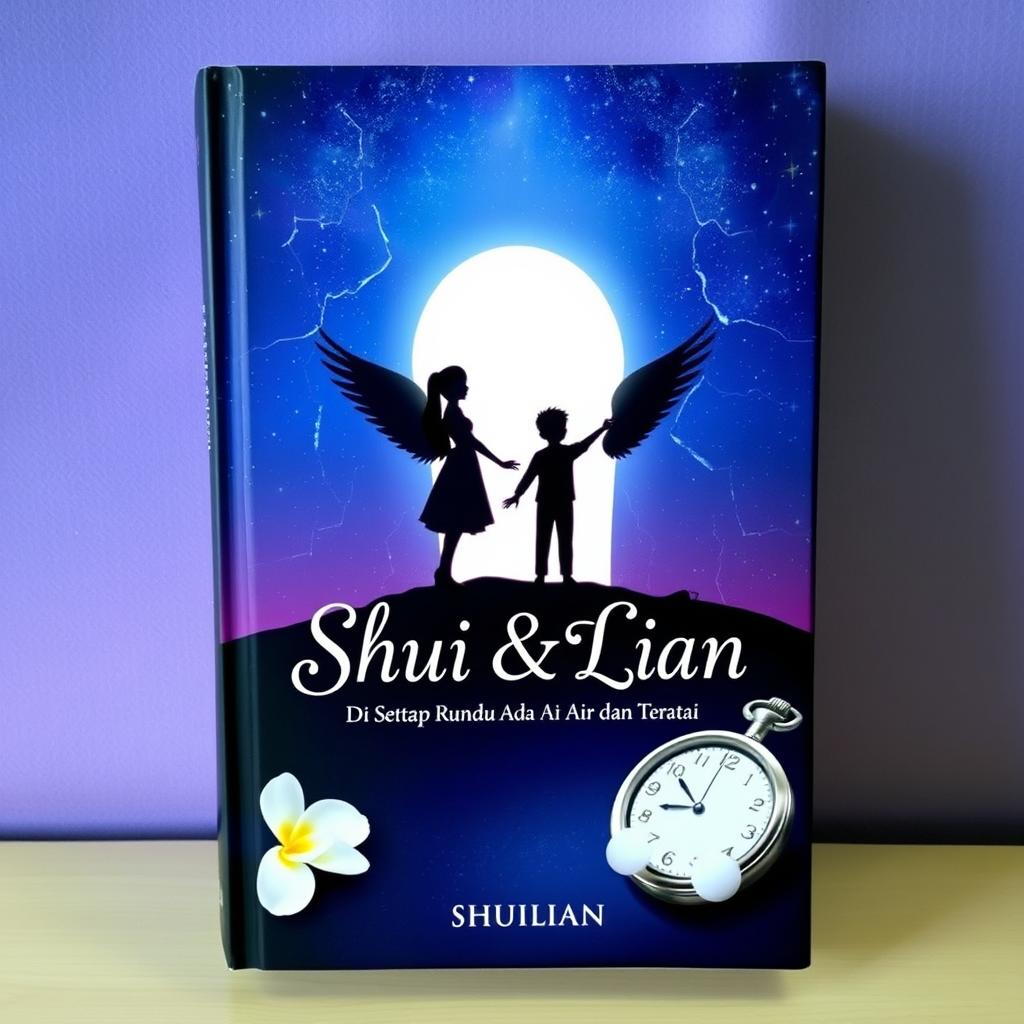 A book cover design illustrating a starry night sky with a gradient transitioning from deep blue to purple