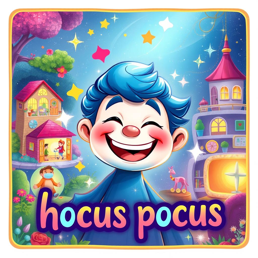 An enchanting illustration in the style of a children's book, depicting a joyful character named Uzi, who is smiling and winking with a playful demeanor