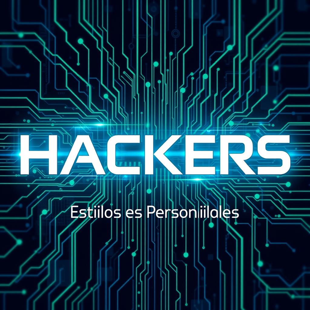 A futuristic and technological book cover for the title 'Hackers' with the subtitle 'Estilos e Personalidades'