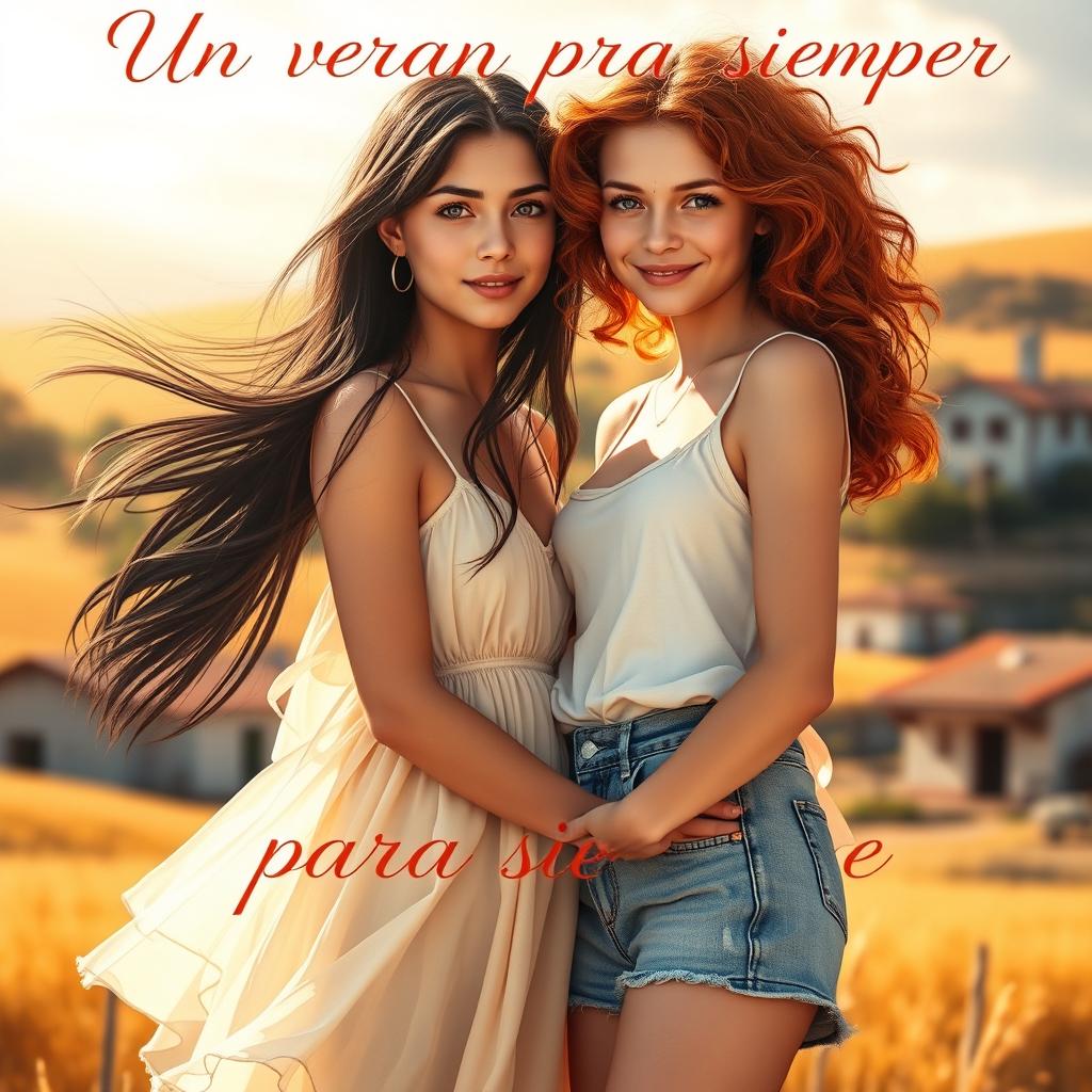 The book cover for "Un verano para siempre" depicts a romantic scene between two 17-year-old girls in love during a hot summer in a small rural village in Spain