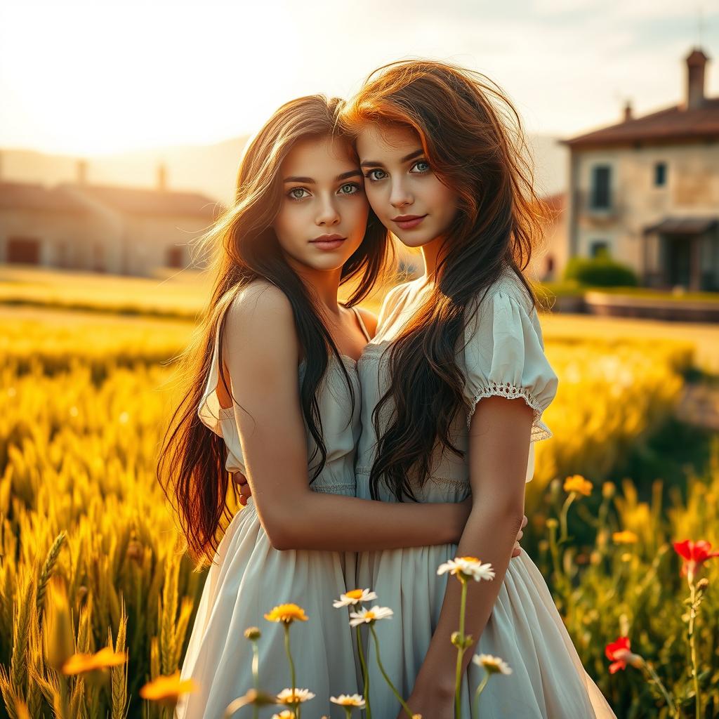 The book cover for an untitled story features a captivating scene between two 17-year-old girls in love during a summer in a small rural village in Spain