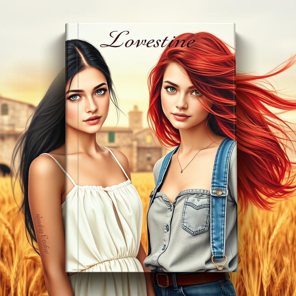 The book cover for a story featuring two 17-year-old girls in love during a summer in a rural village in Spain, designed with dimensions of 512x800 pixels