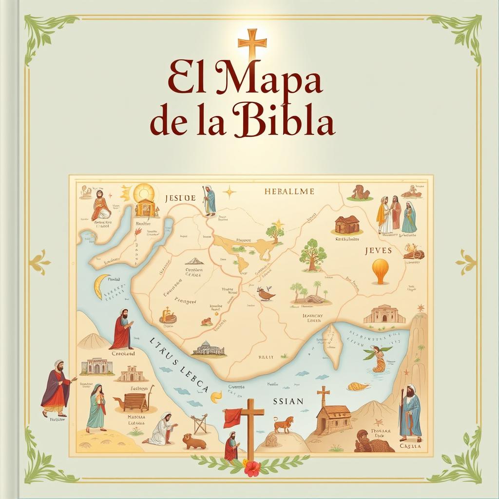 A beautifully illustrated cover design for a Christian religious book titled 'El Mapa de la Biblia' in Spanish
