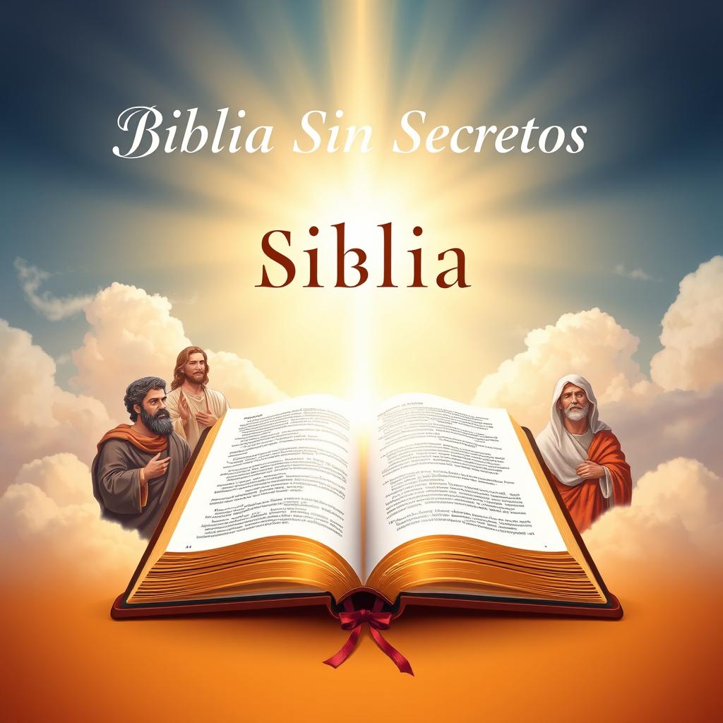 A captivating cover design for a Christian religious book titled 'Biblia Sin Secretos' in Spanish