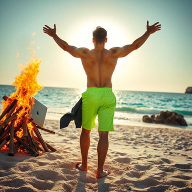 Embracing Freedom: A Surreal Beach Transformation