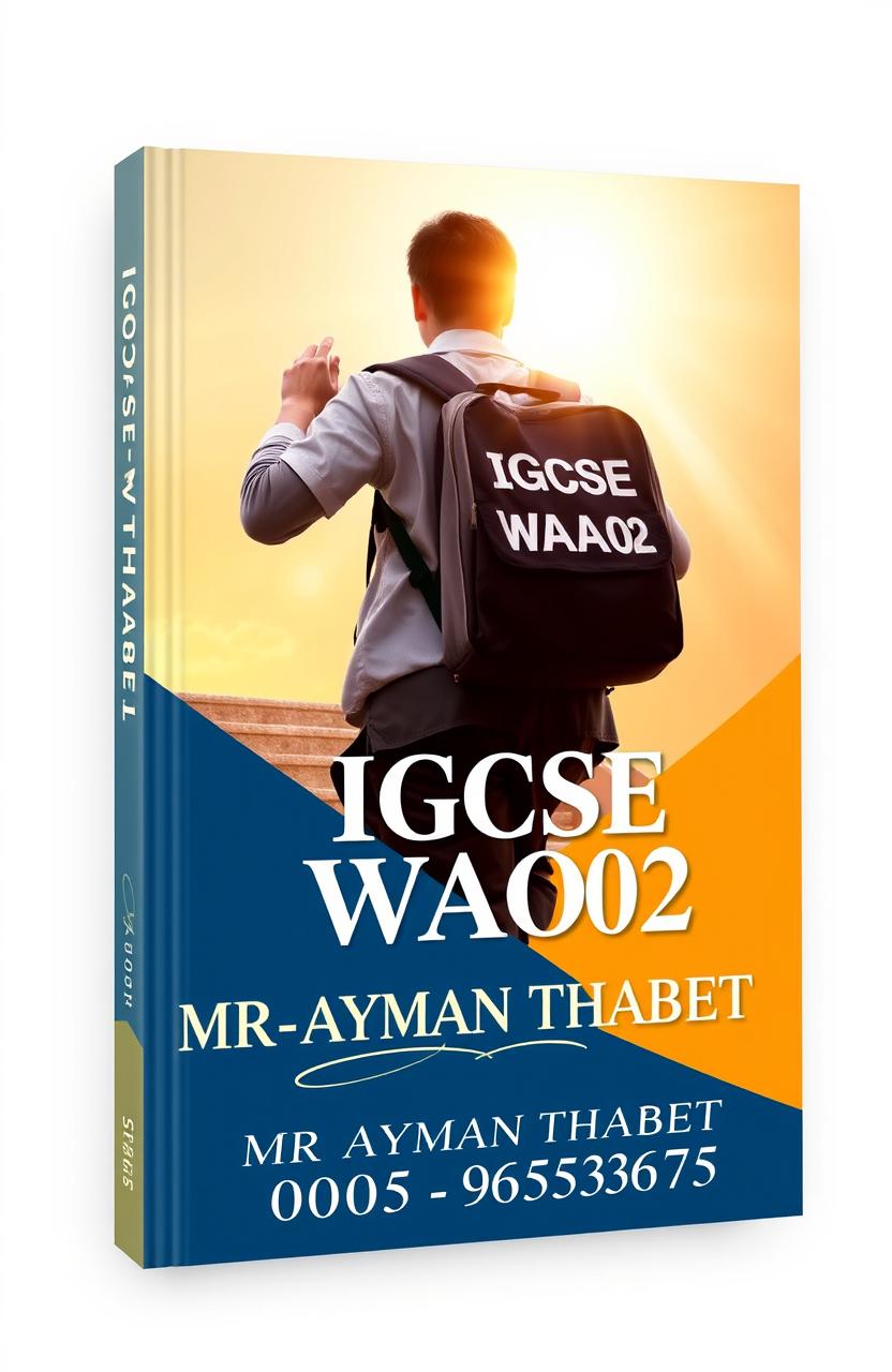 A book cover design featuring a student looking towards the sun, climbing a staircase