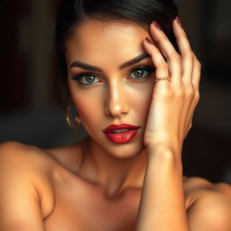 A stylish woman with striking features, showcasing her elegance and grace