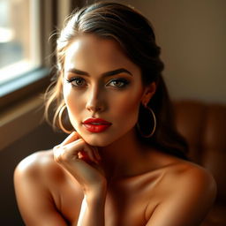 A stylish woman with striking features, showcasing her elegance and grace