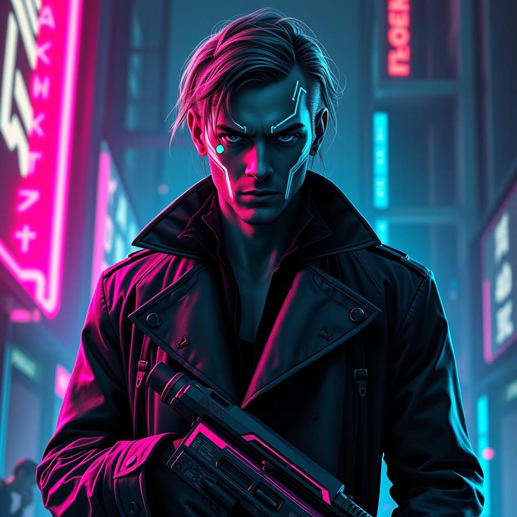 A striking cyberpunk hyper-realistic book cover designed in the style of a high-budget sci-fi movie poster