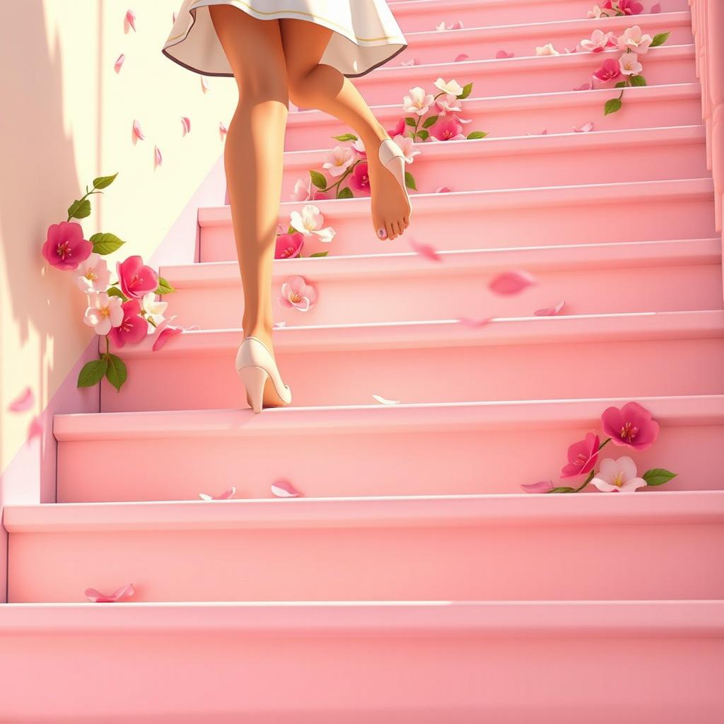 An artistic representation for an autobiography titled "The Steps that Made Me" in an animated style